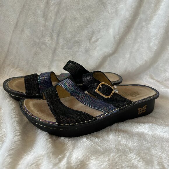 Alegria Colette Comfort COL 667 Sandals Womens Size 38 Black Leather Slides - Picture 1 of 5